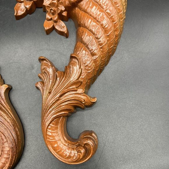 Set 2 Vintage Syrocco MCM Wall Hanging Plaques 16" Cornucopia Fruit Flower 1965 - Picture 7 of 13